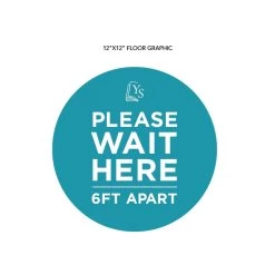 "Wait Here" Adhesive Vinyl Graphic For Carpeted Floors (4-Pack) 10 "Wait Here" Adhesive Vinyl Graphic For Carpeted Floors (4-Pack) -Storage protective equipment 4515 YS 1