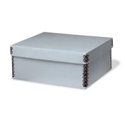 Gaylord Archival® Blue E-flute Shallow Lid Box With Metal Edges